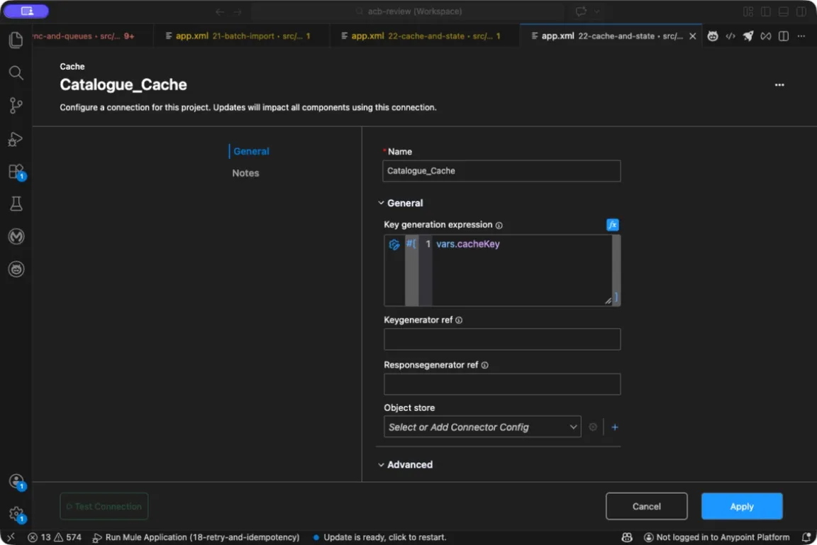 Cache strategy configuration reading its key from vars.cacheKey.